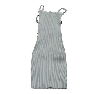 Fashion Nova Light Blue Ribbed Backless Dress